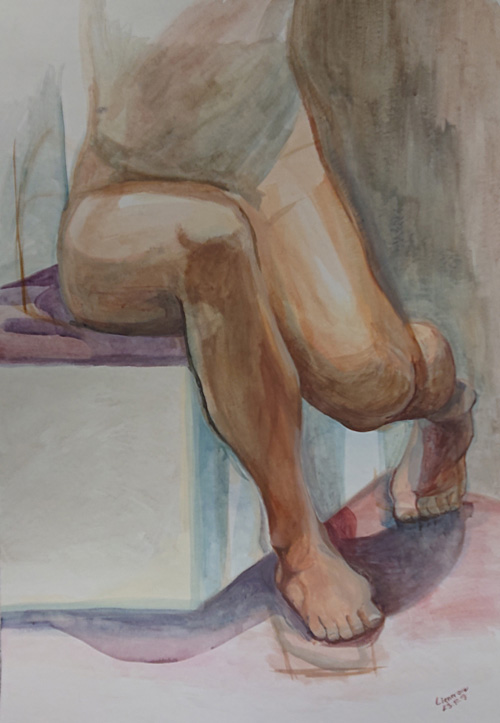 malba akrylem, figurální malba, nahý model, večerní kresba, Lištica
